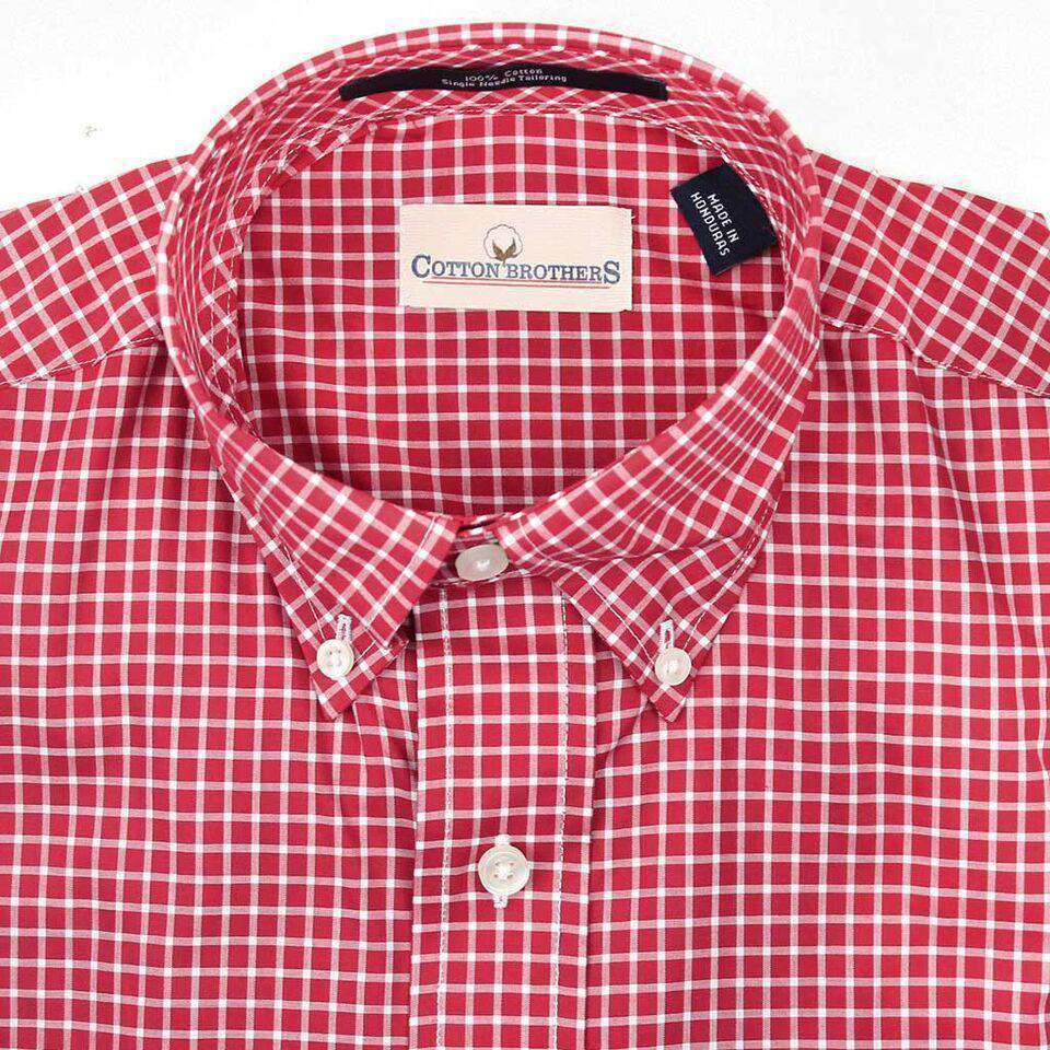 Button Down in Crimson Small Check by Cotton Brothers - Country Club Prep