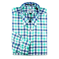 Button Down in Green & Blue Large Check by Country Club Prep - Country Club Prep