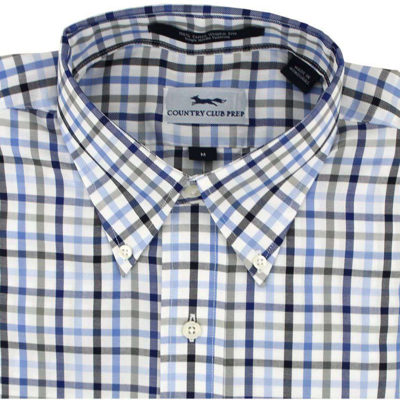 Country Club Prep Button Down in Multi Blue Gingham