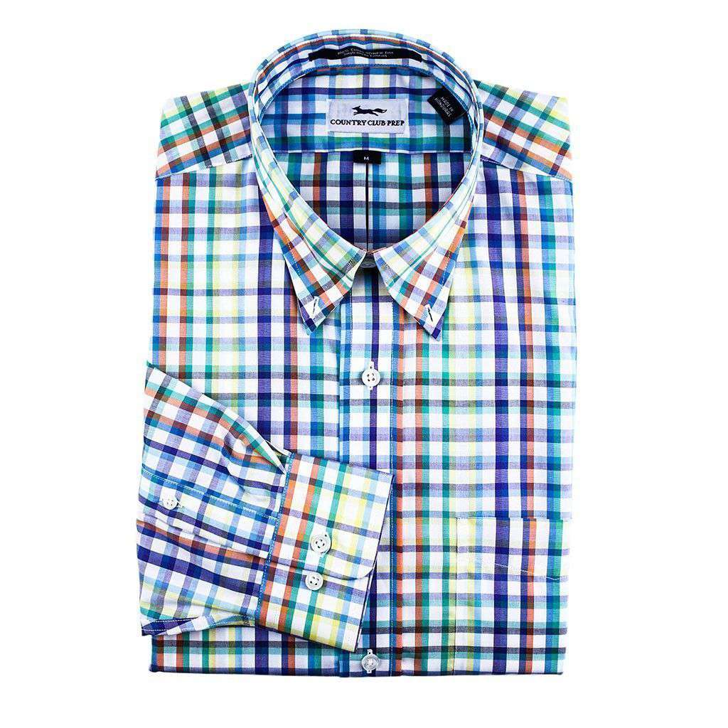 Button Down in Multi Summer Madras by Country Club Prep - Country Club Prep