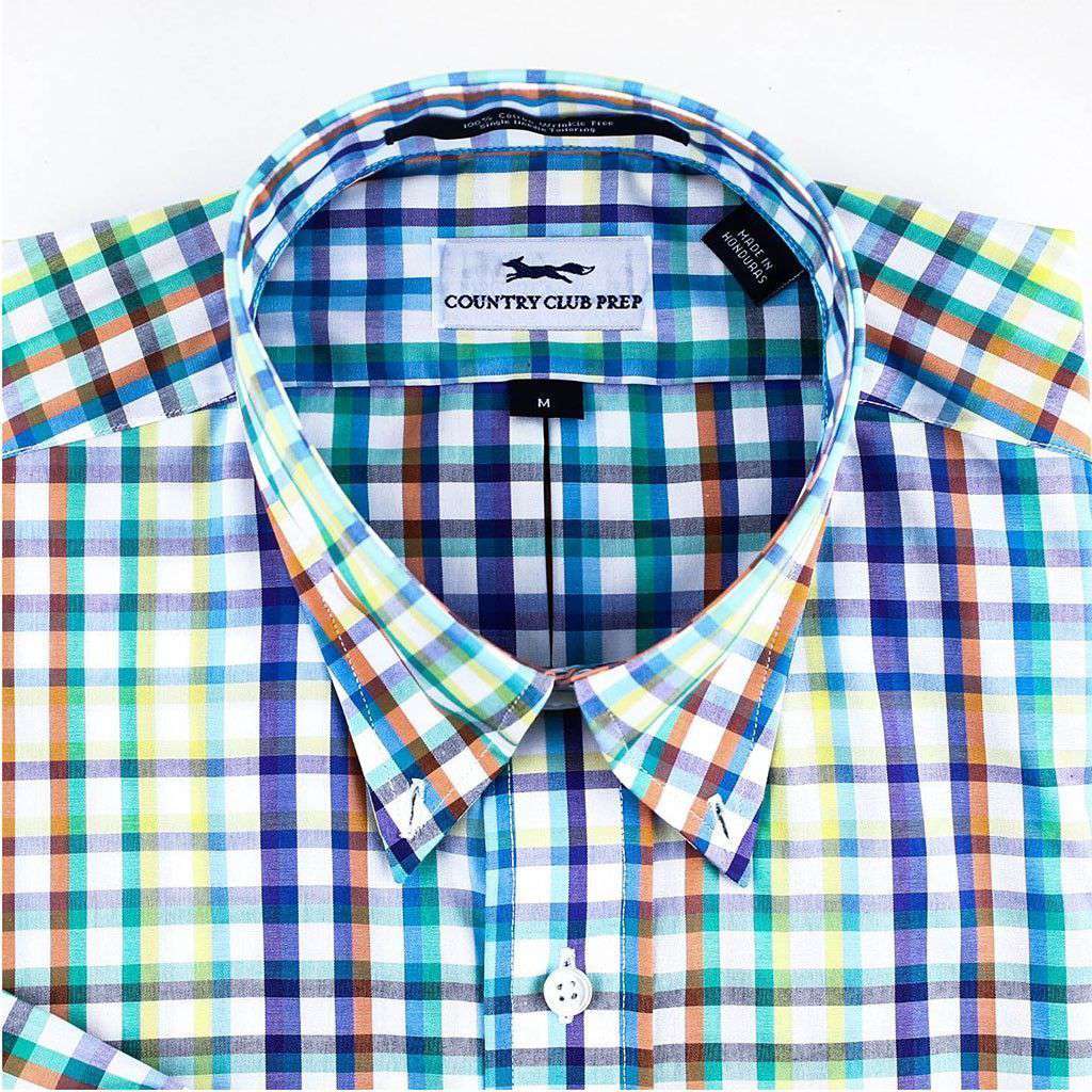 Button Down in Multi Summer Madras by Country Club Prep - Country Club Prep