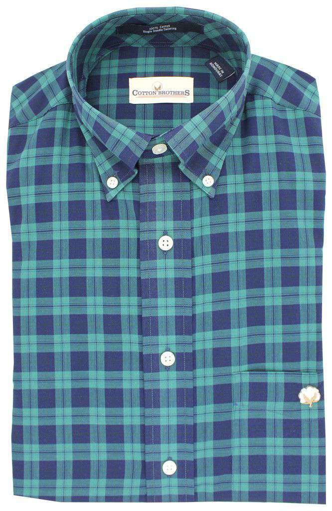 Button Down in Navy Green Plaid by Cotton Brothers - Country Club Prep