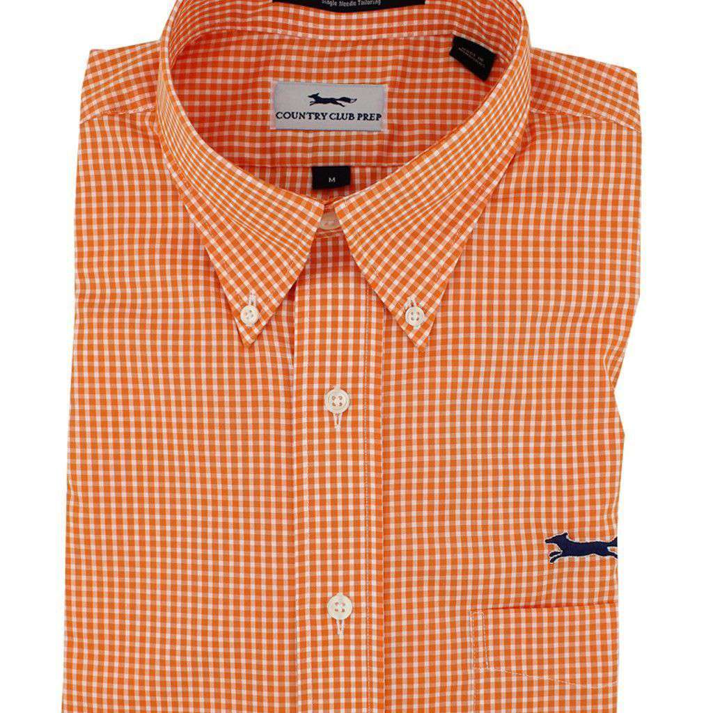Button Down in Orange Mini Gingham by Country Club Prep - Country Club Prep