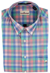 Button Down in Pink and Green Multi-Gingham by Cotton Brothers - Country Club Prep