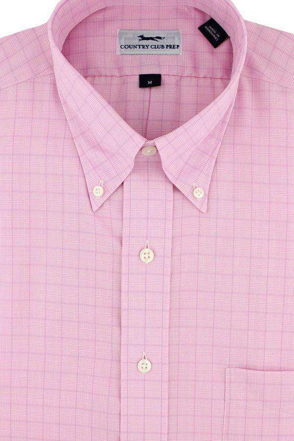 Button Down in Pink Window Pane Mini Check by Country Club Prep - Country Club Prep