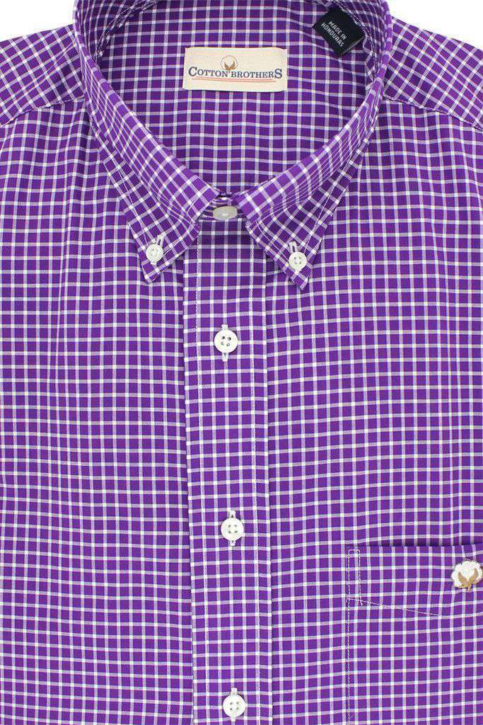 Button Down in Purple Small Check by Cotton Brothers - Country Club Prep