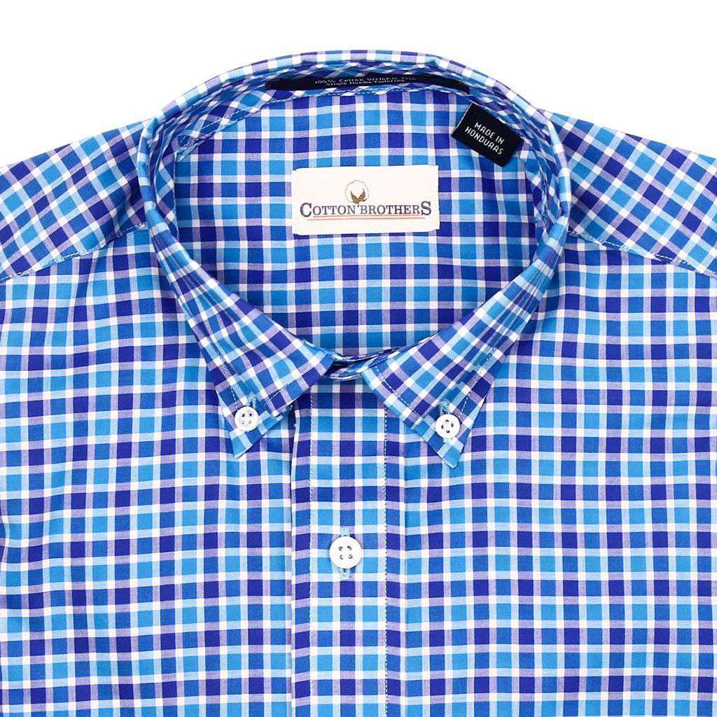 Button Down in Royal and Turquoise Check by Cotton Brothers - Country Club Prep
