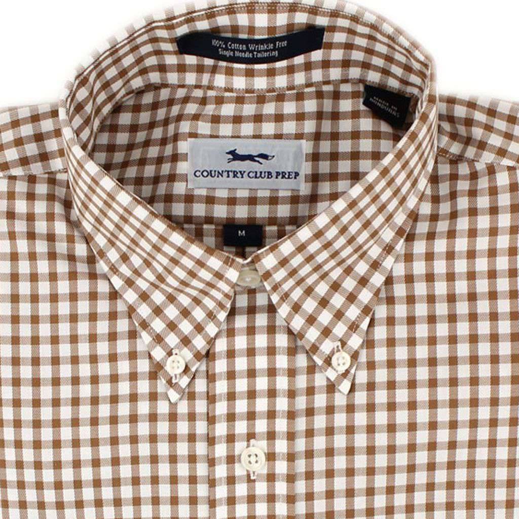 Button Down in Saddle Brown Gingham by Country Club Prep - Country Club Prep
