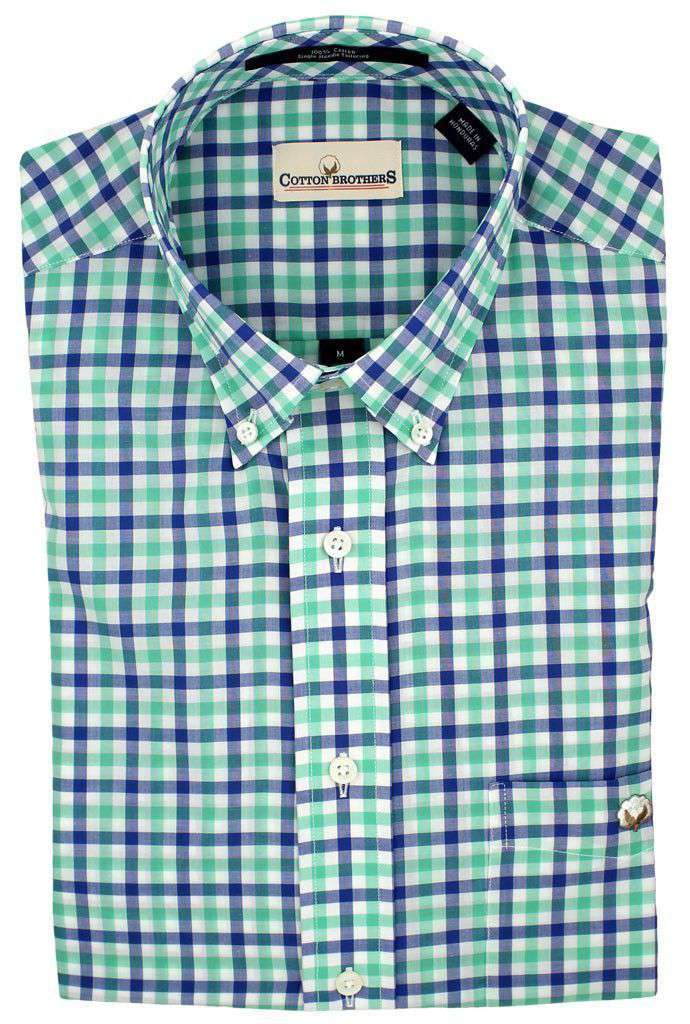 Button Down in Seafoam and Blue Gingham by Cotton Brothers - Country Club Prep