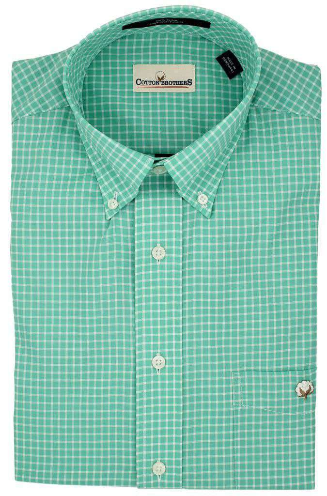 Button Down in Seafoam Small Check by Cotton Brothers - Country Club Prep