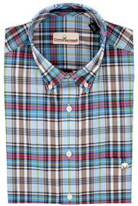 Button Down in Turquoise Plaid by Cotton Brothers - Country Club Prep