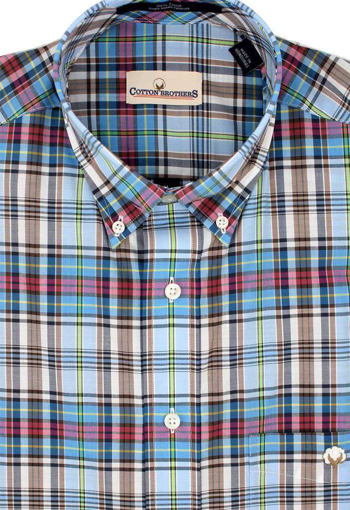 Button Down in Turquoise Plaid by Cotton Brothers - Country Club Prep
