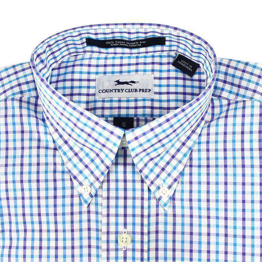 Button Down in Turquoise & Purple Gingham by Country Club Prep - Country Club Prep