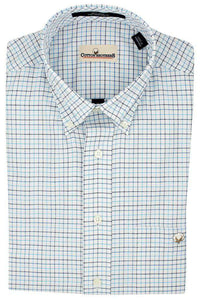 Button Down in Turquoise Tattersall by Cotton Brothers - Country Club Prep