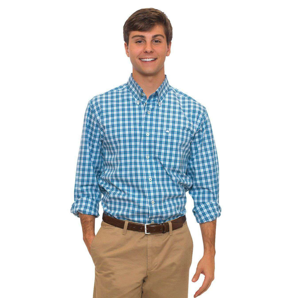 Caplewood Plaid Cotton Club Shirt in Biloxi Blue by The Southern Shirt Co. - Country Club Prep