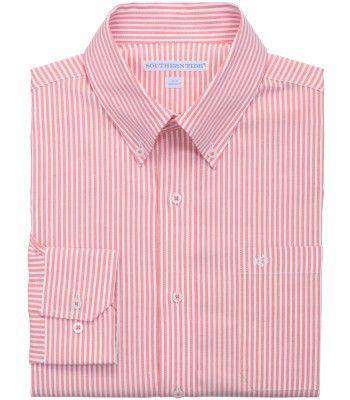 Castle Harbor Stripe Sport Shirt in Coral Beach by Southern Tide - Country Club Prep