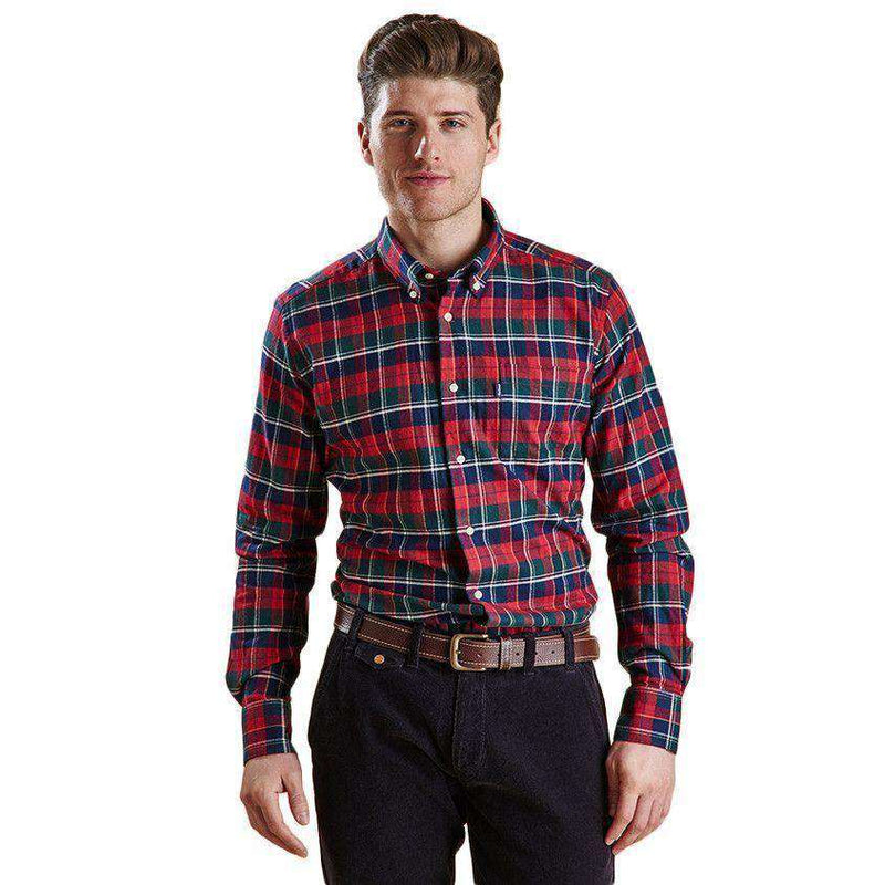 Castlebay Tailored Fit Button Down in Rich Red by Barbour - Country Club Prep