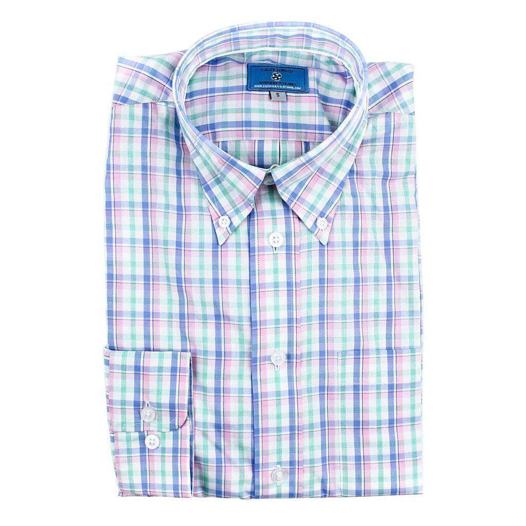 Chase Long Sleeve Button Down Shirt in Turks Plaid by Castaway Clothing - Country Club Prep