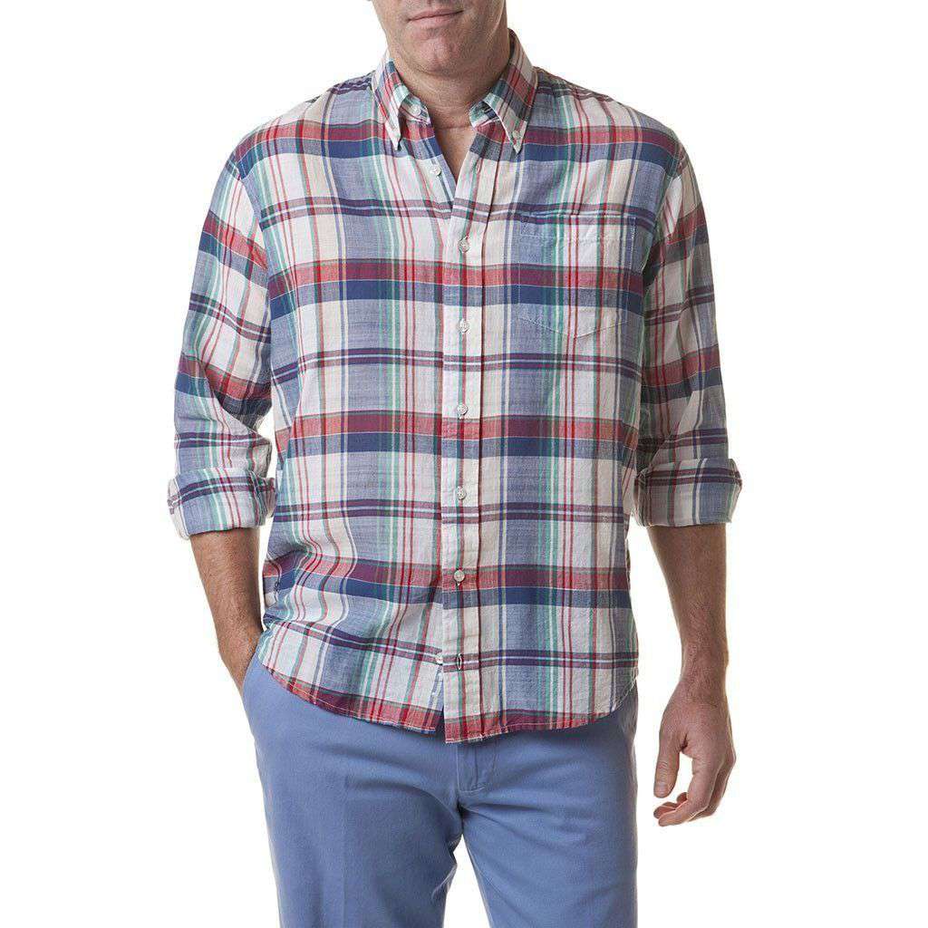 Chase Long Sleeve Shirt in Beach Madras by Castaway Clothing - Country Club Prep