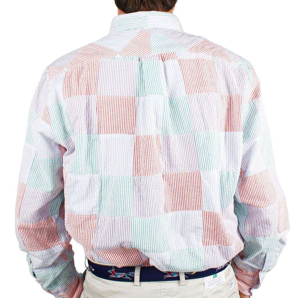 Chase Long Sleeve Shirt in Muti-Color Patchwork Seersucker by Castaway Clothing - Country Club Prep