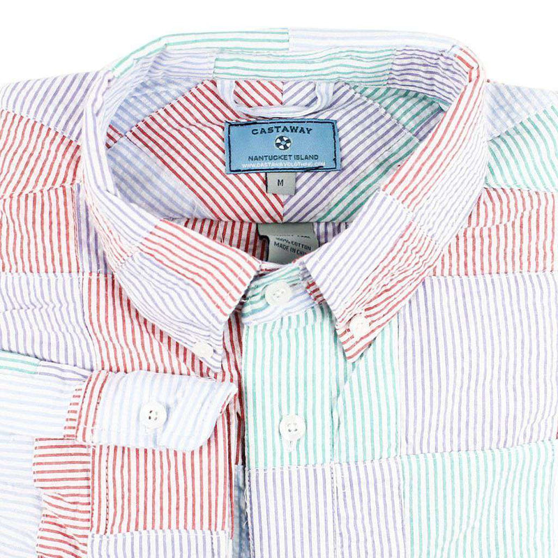 Chase Long Sleeve Shirt in Muti-Color Patchwork Seersucker by Castaway Clothing - Country Club Prep