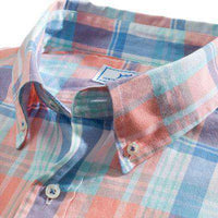 Classic Short Sleeve Lambou Plaid Sport Shirt in Nectar Orange by Southern Tide - Country Club Prep