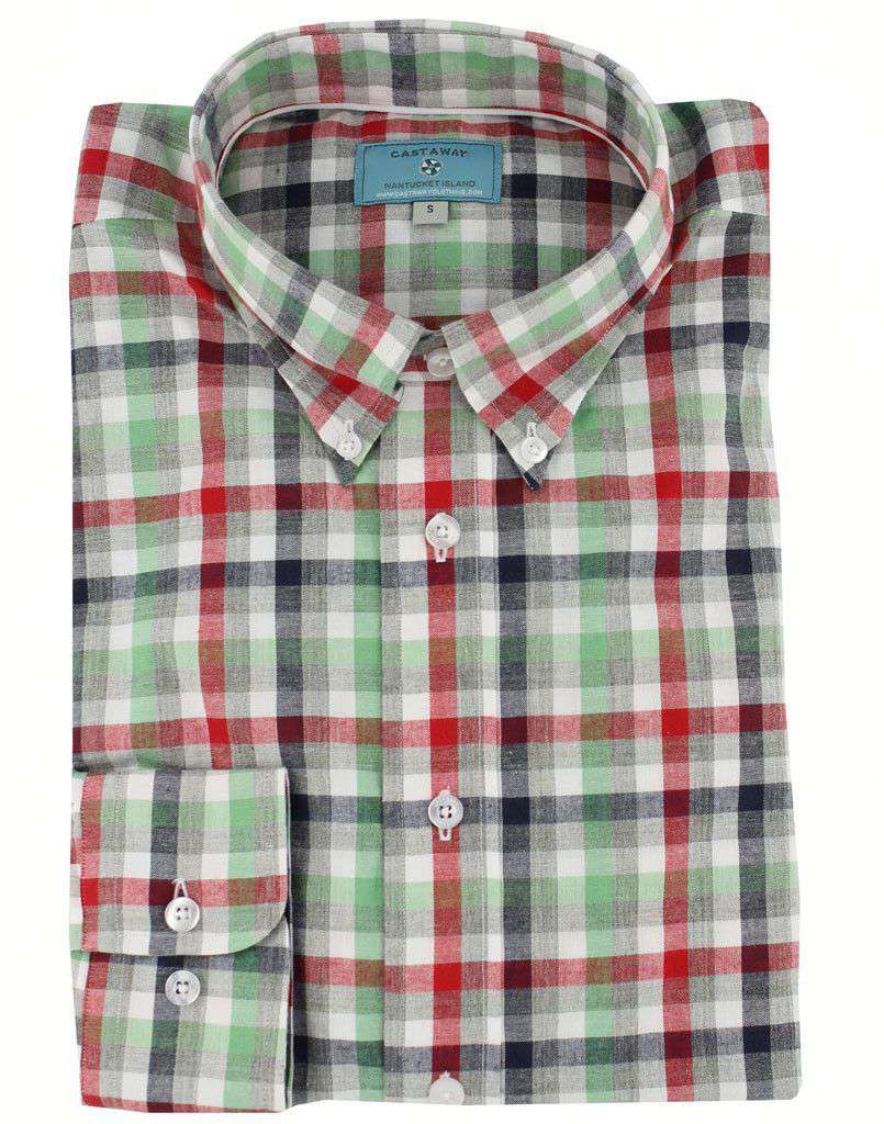 Classic Straight Gingham Wharf Shirt in Seafoam by Castaway Clothing - Country Club Prep