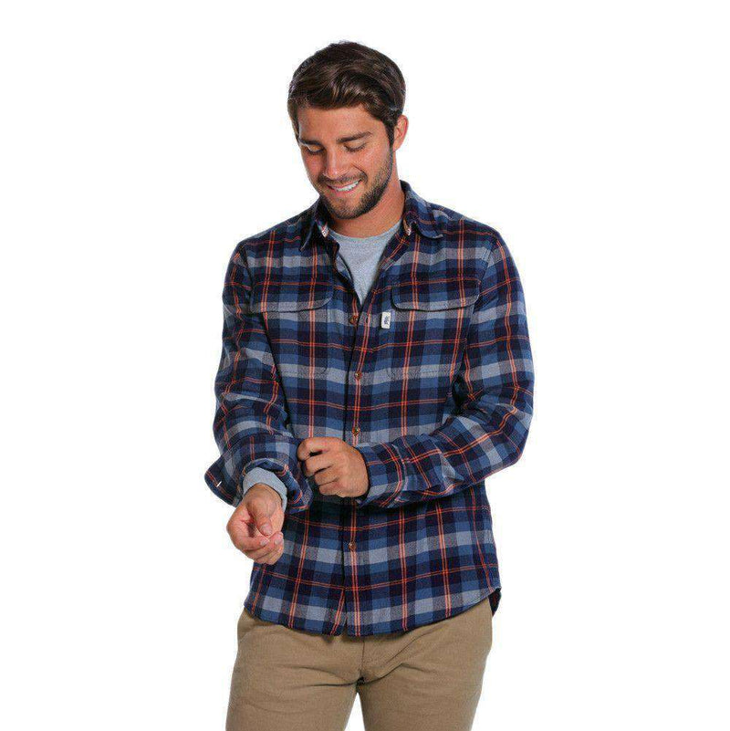 Conrad Button Down Shirt in Navy & Orange by The Normal Brand - Country Club Prep