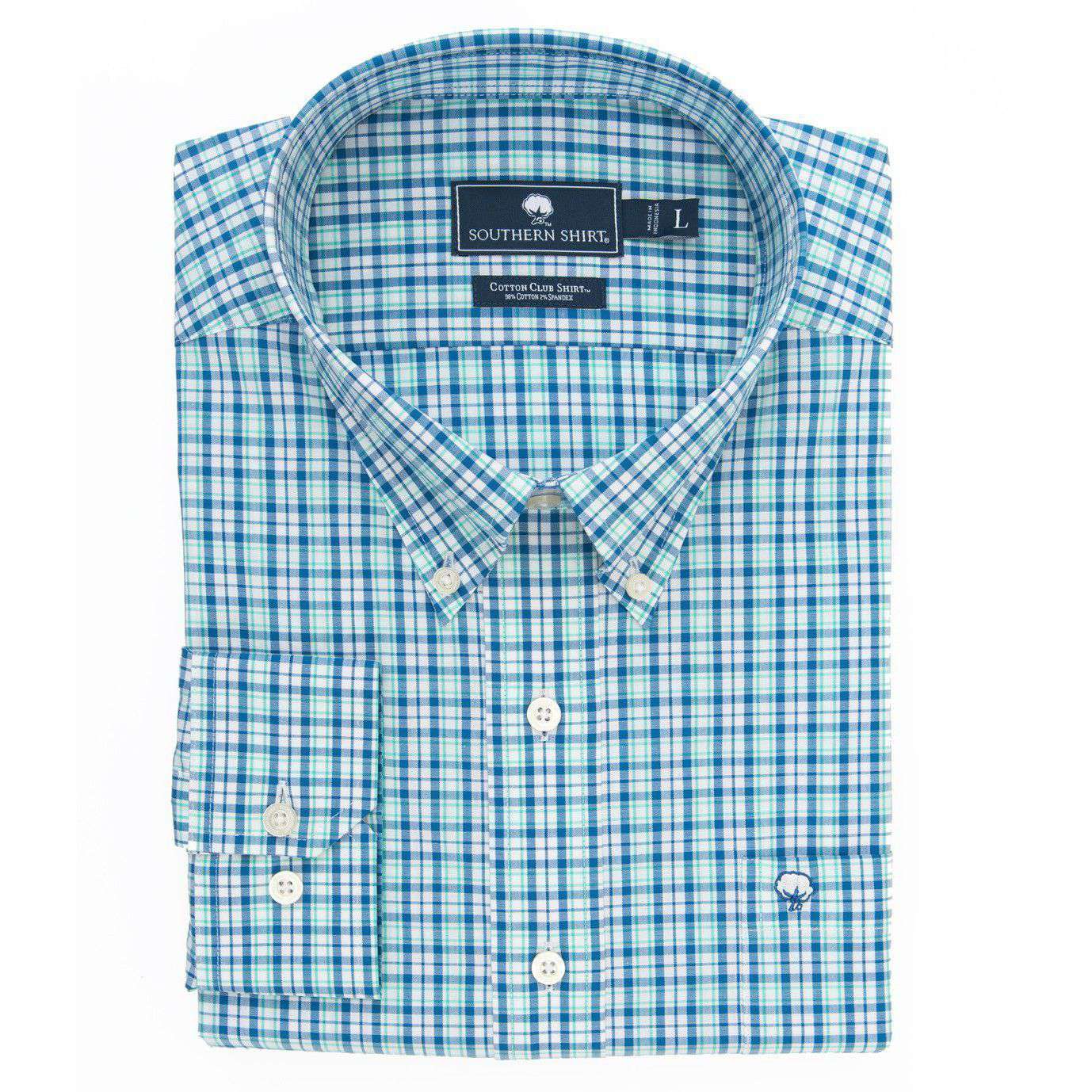 Crawford Plaid Cotton Club Shirt in Regatta Blue by The Southern Shirt Co. - Country Club Prep