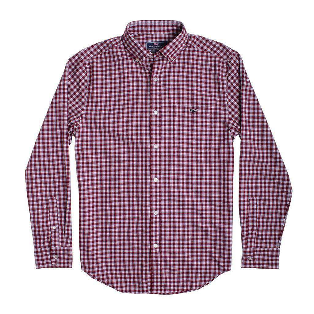 Custom Cliff Gingham Classic Tucker Shirt in Beet Red by Vineyard Vines - Country Club Prep