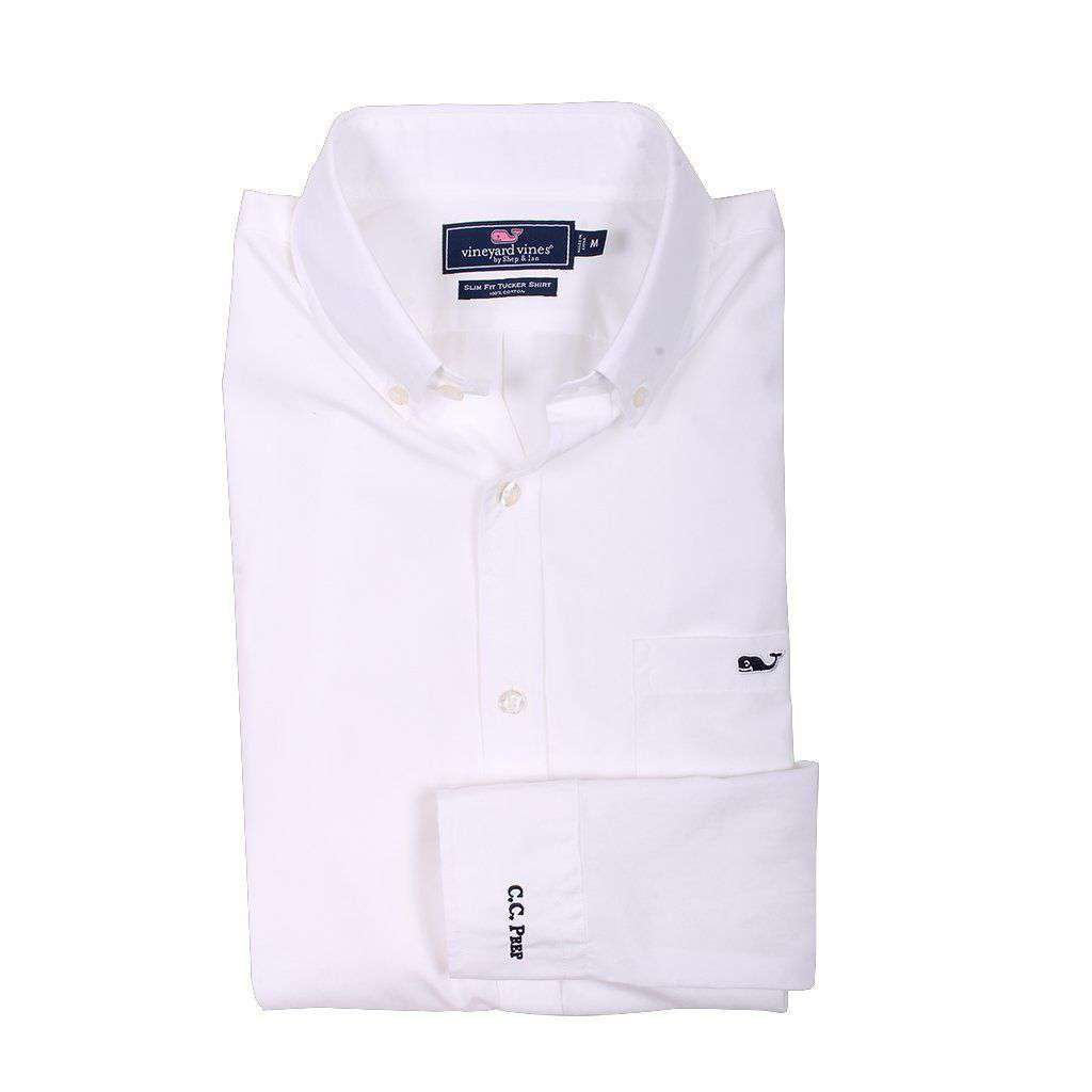 Custom End on End Slim Tucker Shirt in White by Vineyard Vines - Country Club Prep