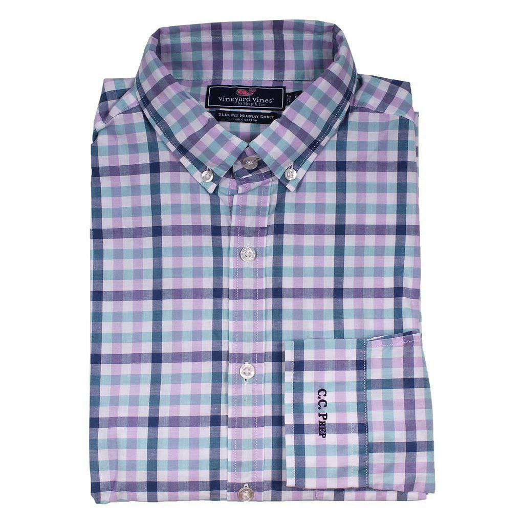 Custom Triggerfish Gingham Slim Murray Shirt in Crocus by Vineyard Vines - Country Club Prep