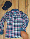 Daggett Quarter Button in Twin Plaid with Blue Fir by Castaway Clothing - Country Club Prep