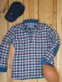 Daggett Quarter Button in Twin Plaid with Blue Fir by Castaway Clothing - Country Club Prep