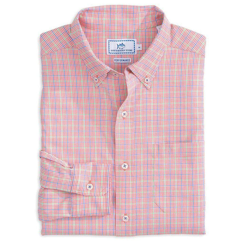 Edisto Island Plaid Intercoastal Performance Shirt in Paprika Red by Southern Tide - Country Club Prep