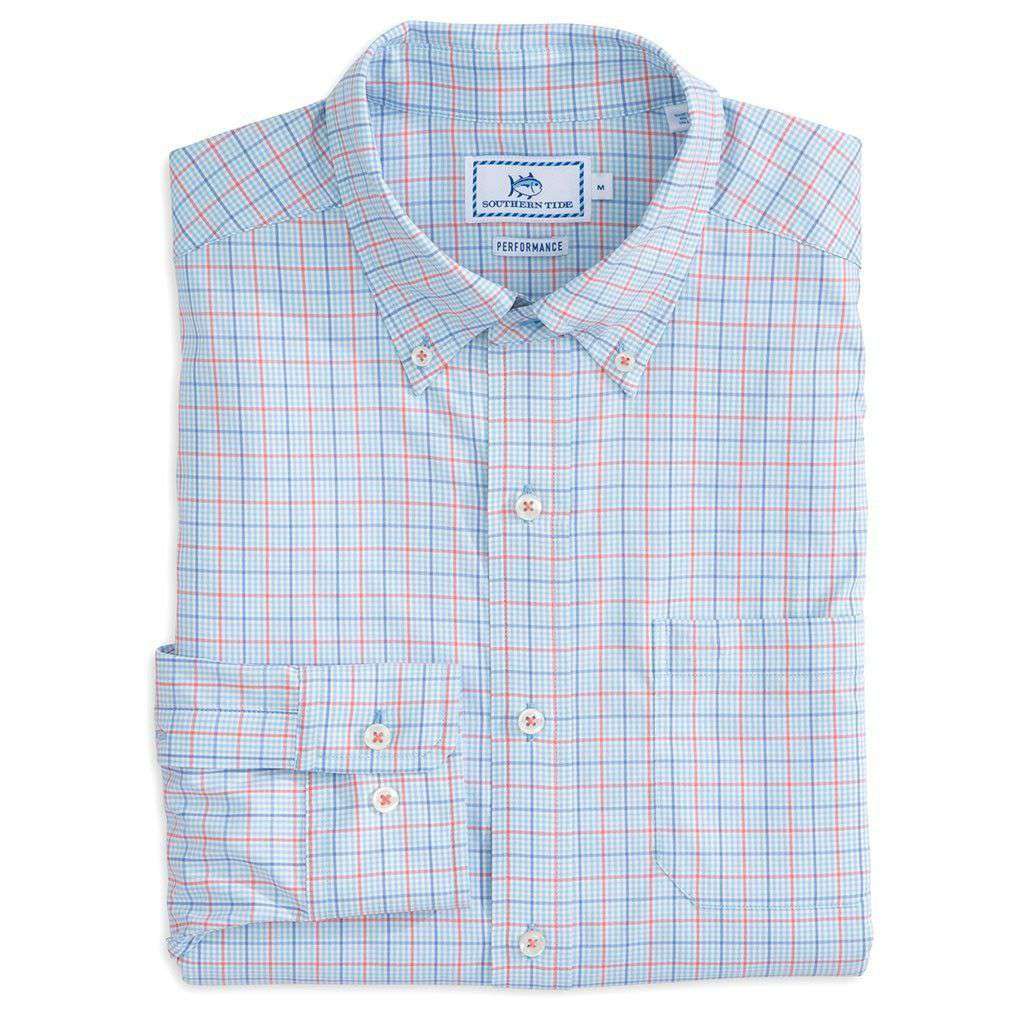 Edisto Island Plaid Intercoastal Performance Shirt in Sky Blue by Southern Tide - Country Club Prep