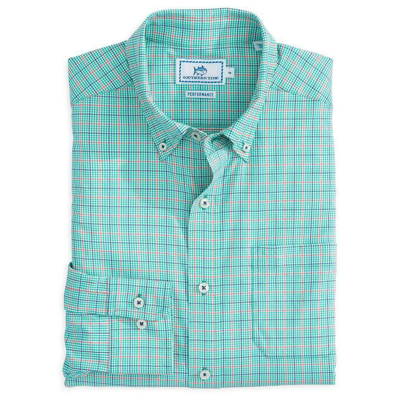 Edisto Island Plaid Intercoastal Performance Shirt in Tropical Palm by Southern Tide - Country Club Prep