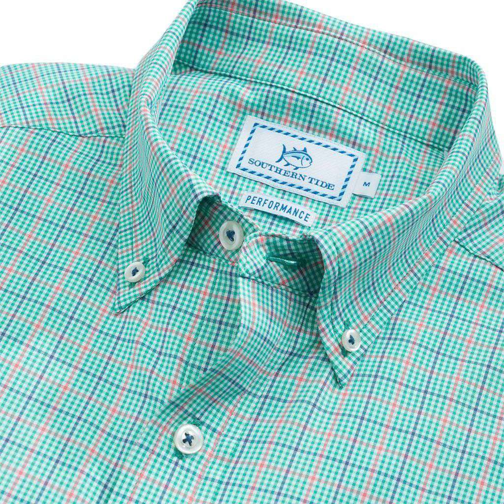 Edisto Island Plaid Intercoastal Performance Shirt in Tropical Palm by Southern Tide - Country Club Prep