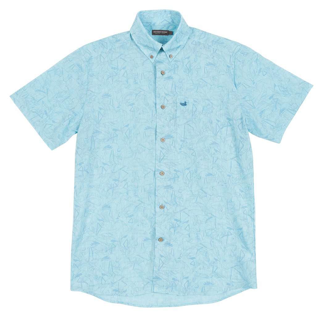 Flamingos Island Linen Shirt in Bimini Green by Southern Marsh - Country Club Prep