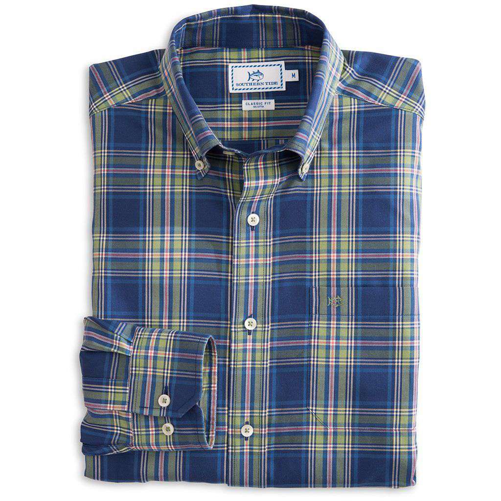 Flat Rock Plaid Sport Shirt in Blue Night by Southern Tide - Country Club Prep