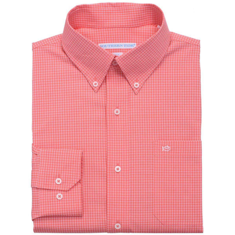 Fortune Hills Plaid Classic Fit Sport Shirt in Coral Beach by Southern Tide - Country Club Prep