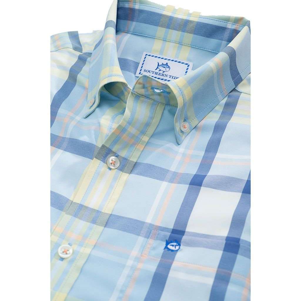 Freeport Plaid Intercoastal Performance Shirt in Sky Blue by Southern Tide - Country Club Prep