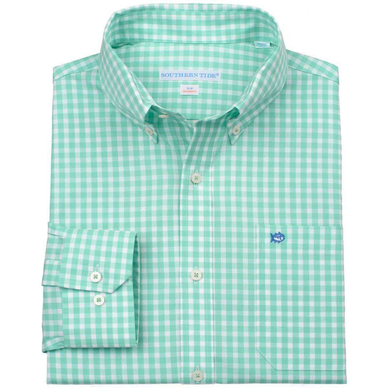 Gingham Classic Fit Sport Shirt in Bermuda Teal by Southern Tide - Country Club Prep