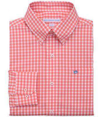 Gingham Tailored Sport Shirt in Coral Beach by Southern Tide - Country Club Prep