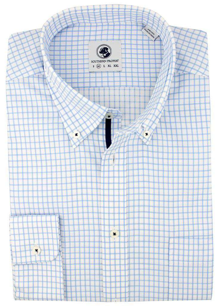 Goal Line Shirt in Blue Tattersall by Southern Proper - Country Club Prep