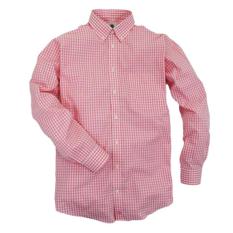 Goal Line Shirt in Flamingo Gingham by Southern Proper - Country Club Prep