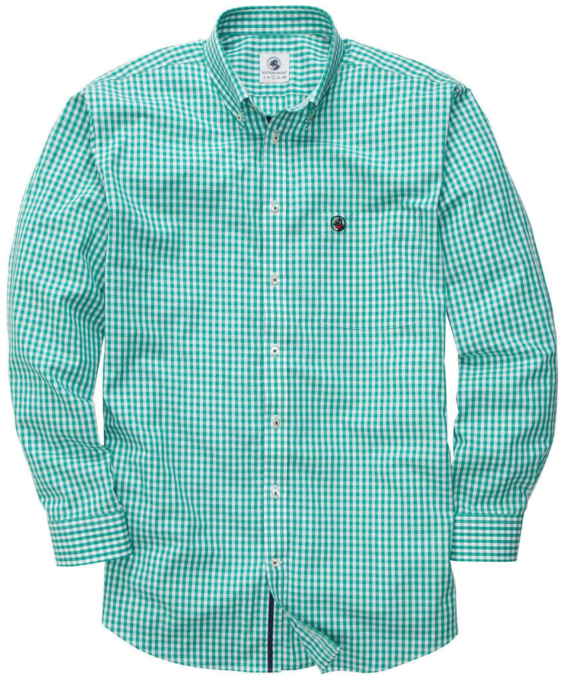Goal Line Shirt in Kelly Green Gingham by Southern Proper - Country Club Prep