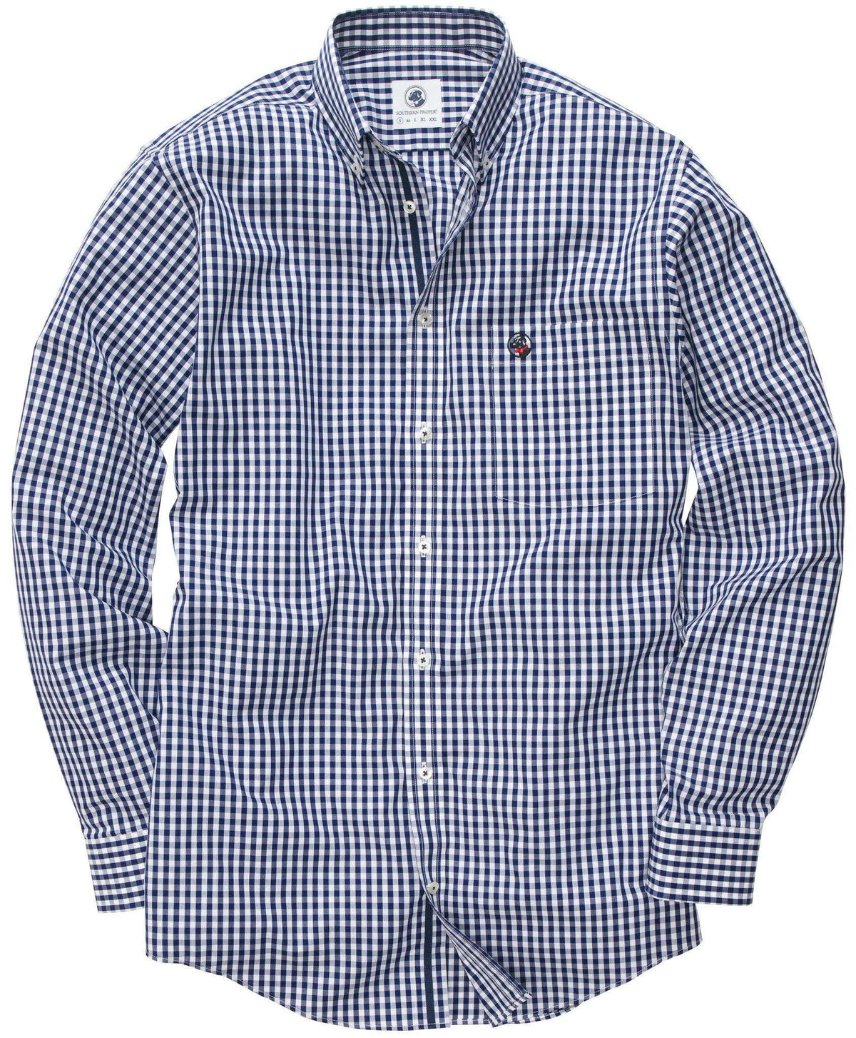 Goal Line Shirt in Navy Gingham by Southern Proper - Country Club Prep