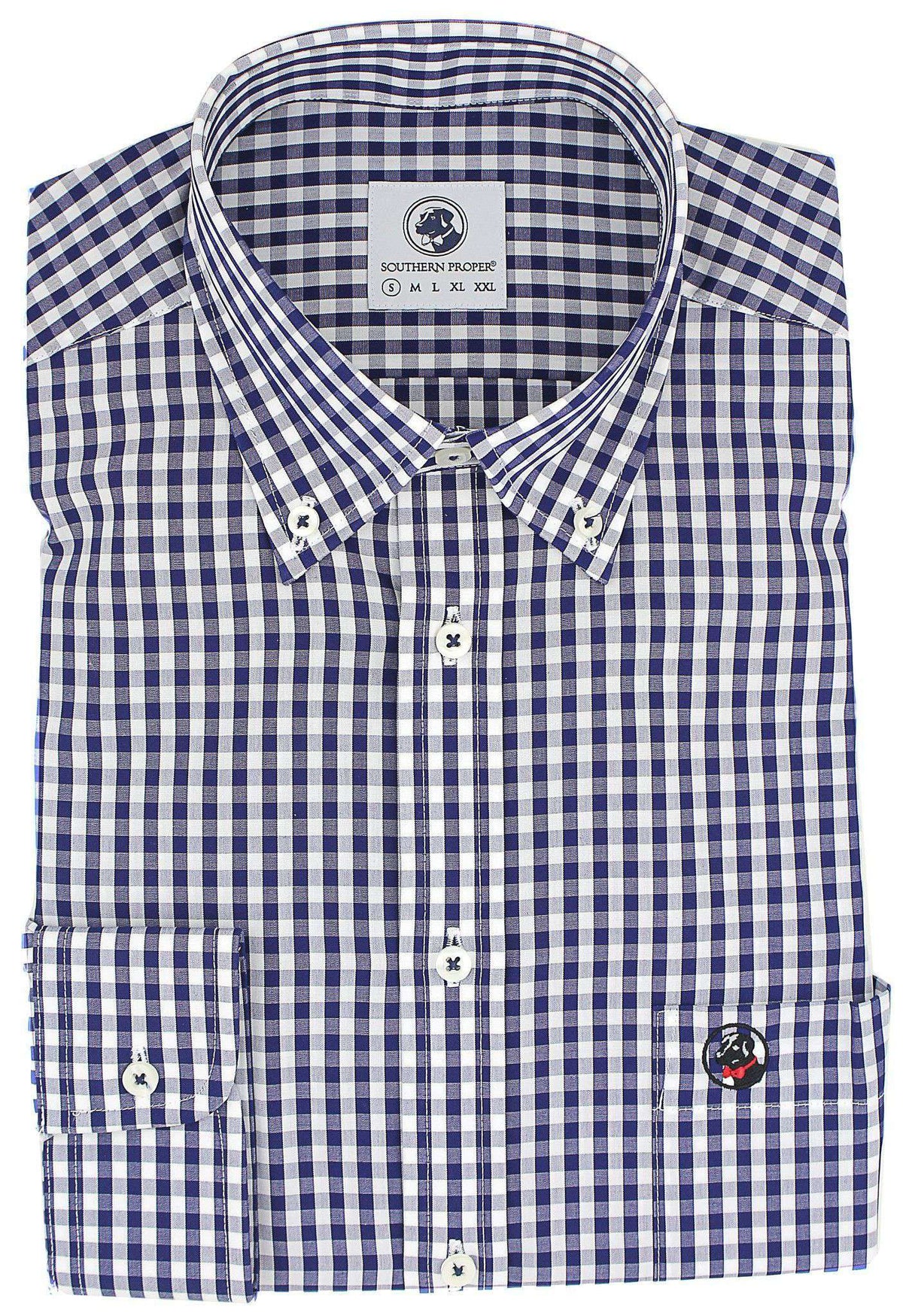 Goal Line Shirt in Navy Gingham by Southern Proper - Country Club Prep