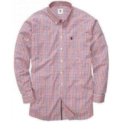 Goal Line Shirt in Navy/Orange Check by Southern Proper - Country Club Prep
